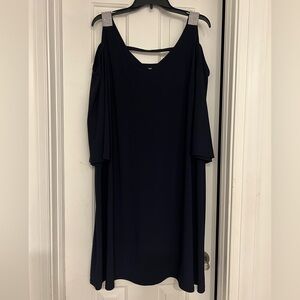 Dress Barn Chic Navy Cold Shoulder Dress
